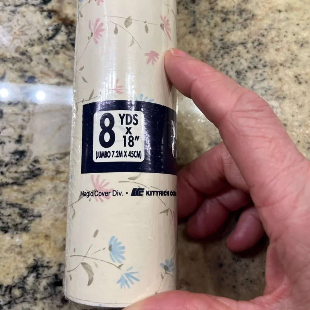 2 Magic Cover Shelf Liners, Vinyl/Adhesive: Windsong Beige. 8 YARDS x 18” Wide